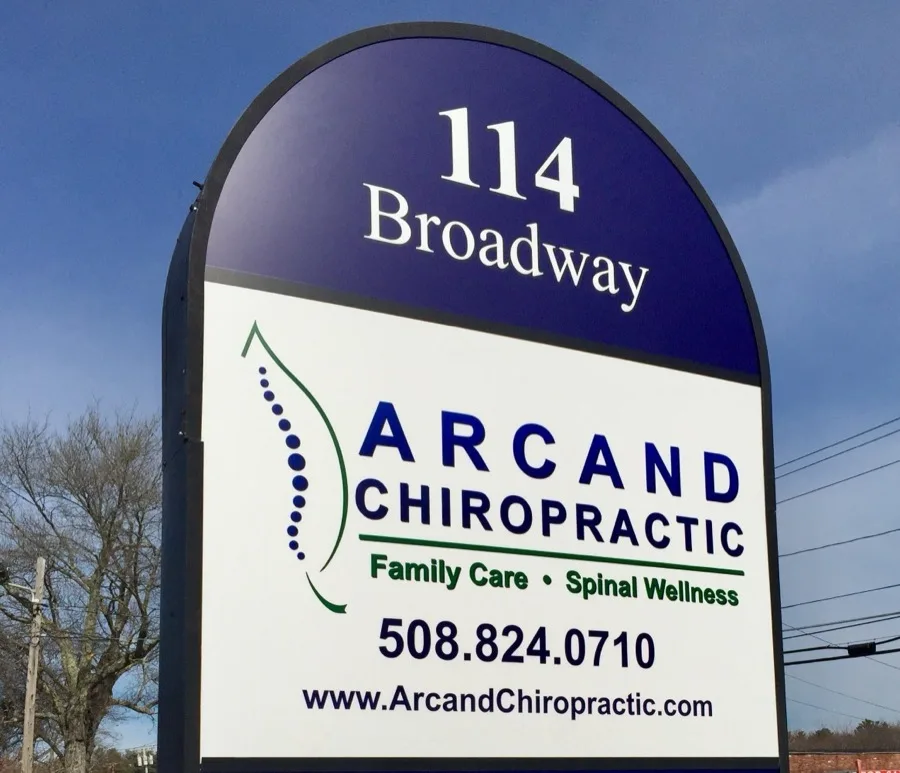 Arcand Chiropractic sign at 114 Broadway, Raynham, MA